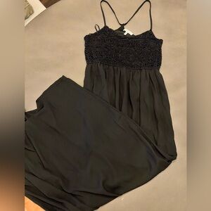 Monteau Halter Maxi Dress, Crochet top, Black, Size M